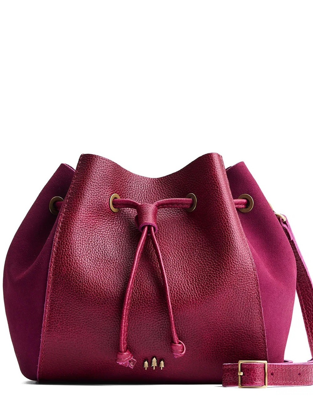 Portland Leather Co Nest Drawstring Bucket Bag in Orchid